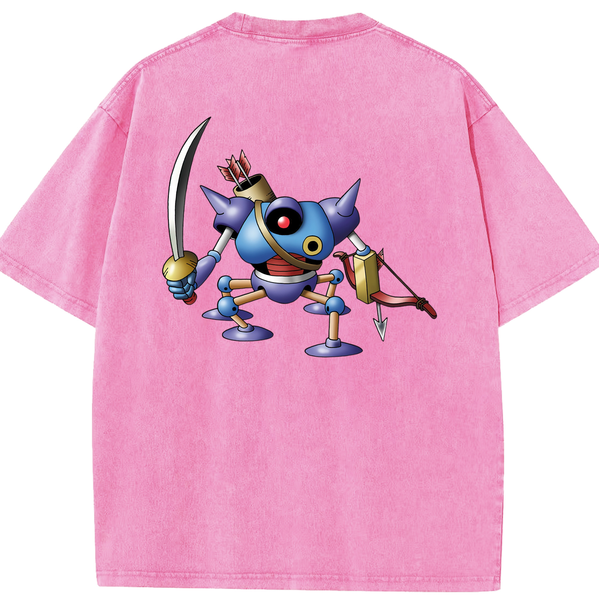 （画像用） ドラゴンクエスト Doragon Kuesuto Dragon Quest 綿100% ヴィンテージ風 半袖Tシャツ（背面プリント）